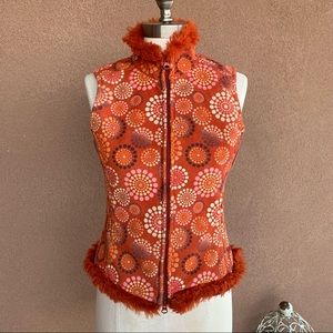 Athleta Orange Suede/Faux Fur Vest